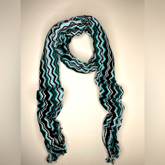 Missoni Knit Zig-Zag Cotton Fringe Scarf